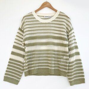 Noisy May Womens Striped Open Knit Crochet Sweater